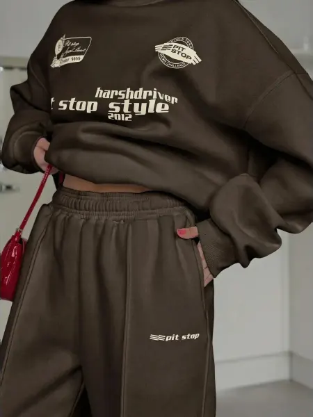 HESSTYLE Спортивный костюм оверсайз двойка со штанами свитшотом