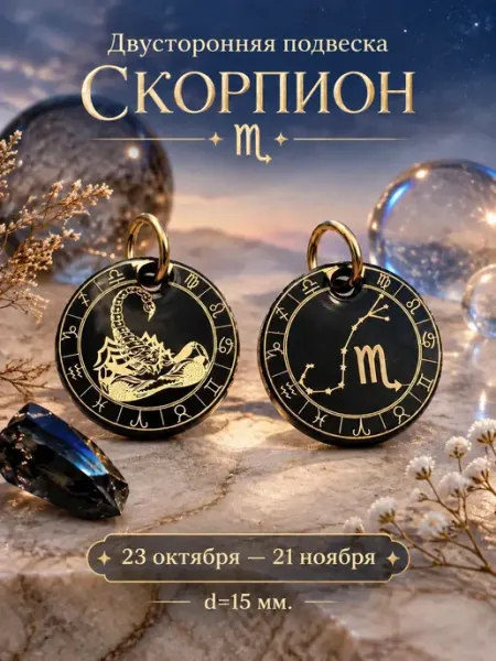 Подвеска двусторонняя Знак зодиака Скорпион и созвездие Звуки Красоты