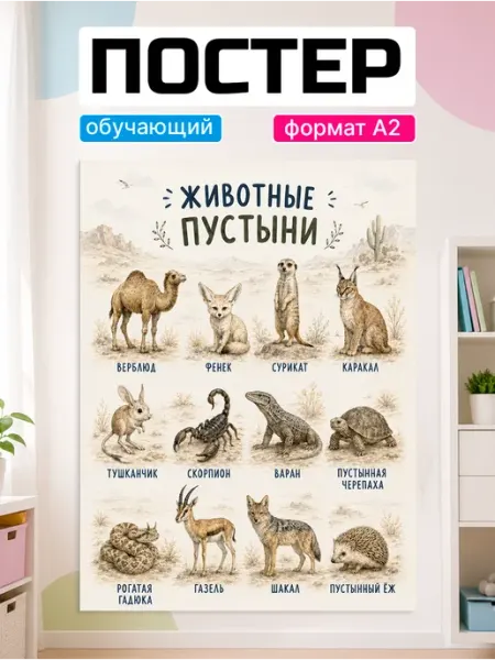Обучающие плакаты для дошкольников Животные пустыни Стико