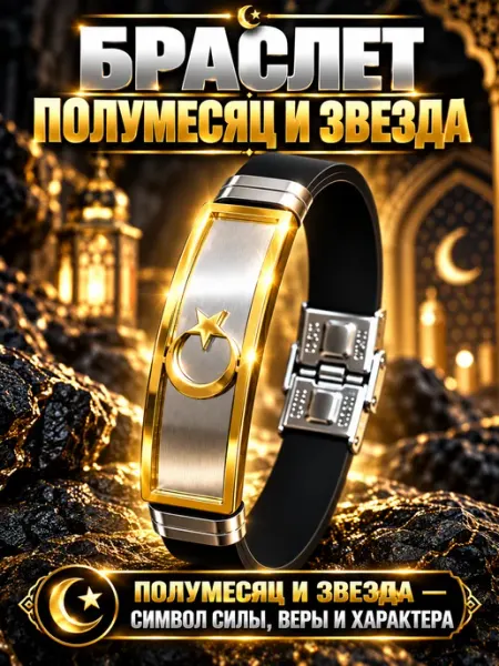 Браслет каучуковый,полумесяц и звезда zulya