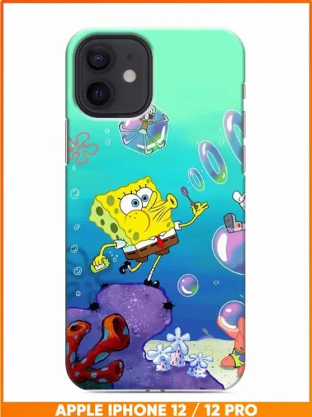 Чехол на Iphone 12 с принтом Губка Боб Case Face