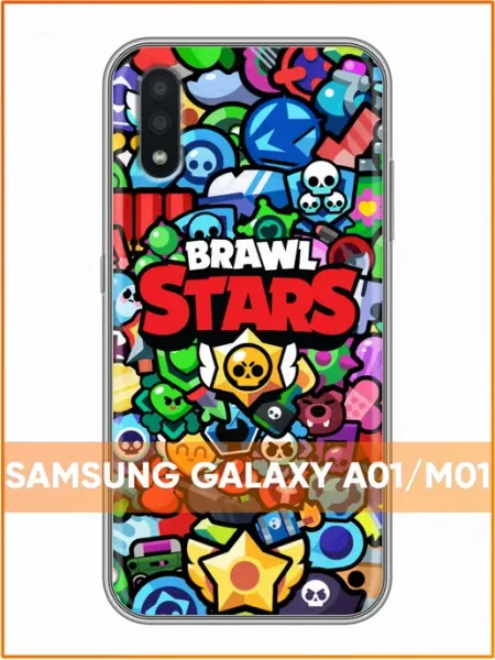 Чехол на Samsung Galaxy A01 с принтом Brawl Stars Case Face