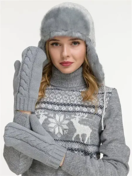 Варежки зимние вязаные WIN&WOOL