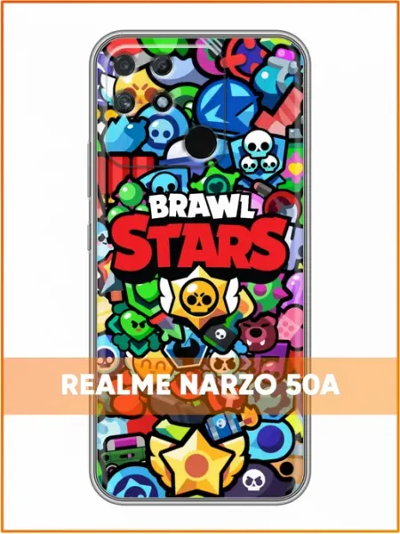 Чехол на Realme Narzo 50A с принтом Brawl Stars Case Face