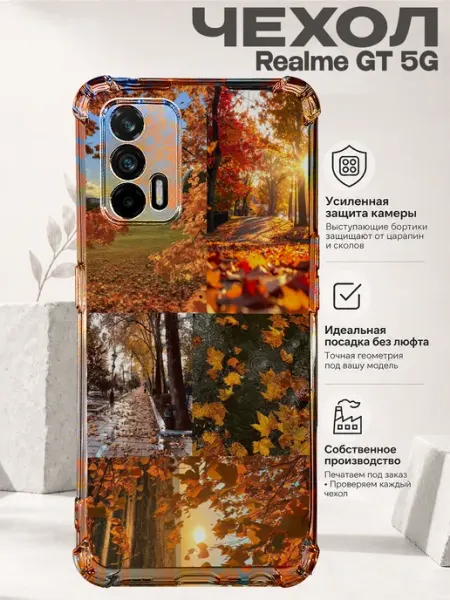 Чехол на Realme Gt 5G с принтом осенний парк PRINTberries