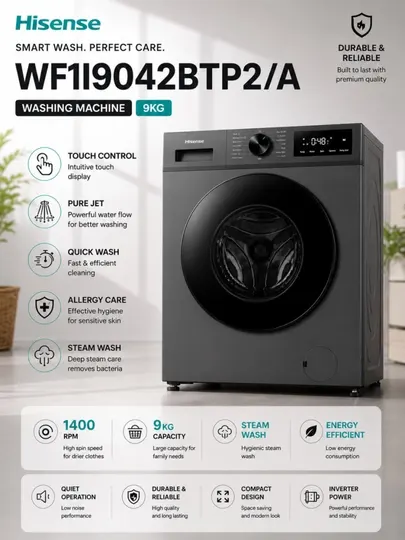 Стиральная машина Hisense WF119042BTP2/A — 9 КГ