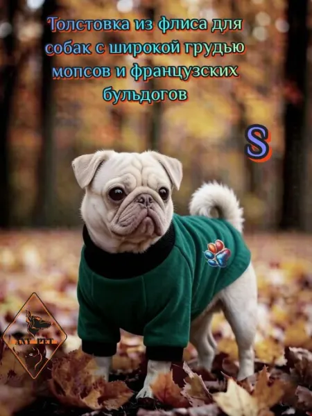 Толстовка из флиса S для французских бульдогов и мопсов ANY PET