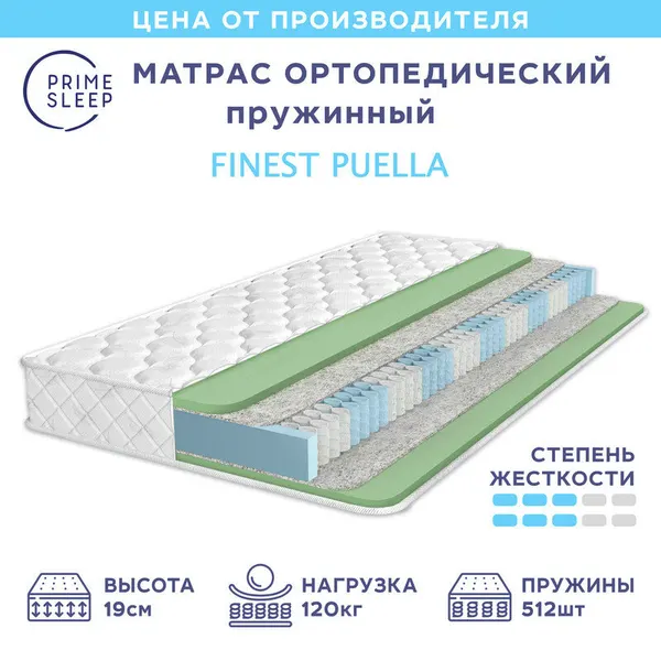 Матрас Prime Sleep Finest Puella 115х195, ортопедический, независимые пружины, двусторонний