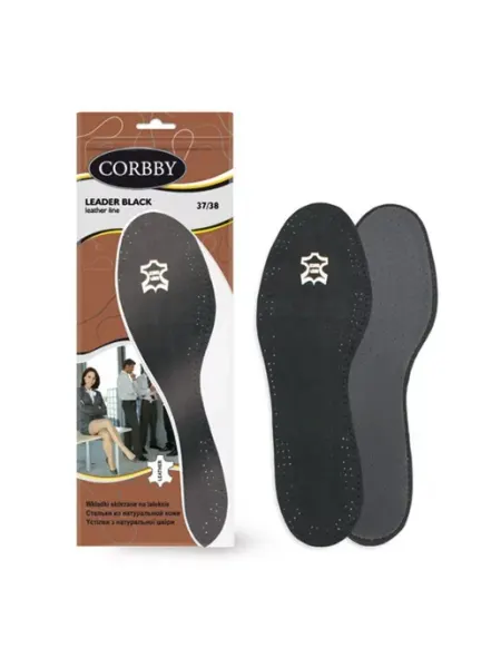 Стельки кожаные на латексной основе LEDER black р.41 42 Corbby
