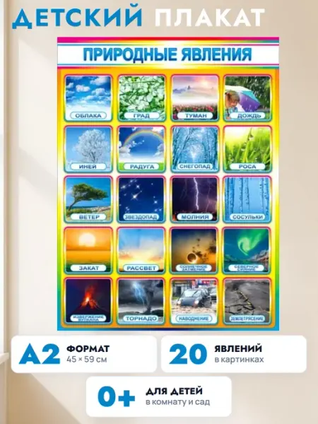 Детский плакат школа природные явления ФДА.card
