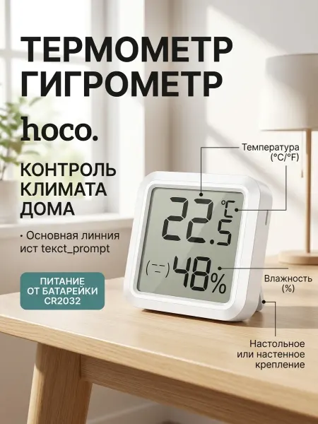 HOCO Термометр гигрометр комнатная погодная станция с часами HX40