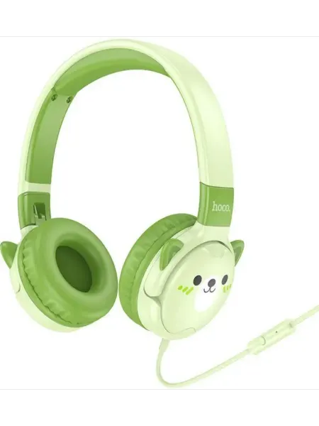 HOCO Проводные наушники детские полноразмерные W61 Green
