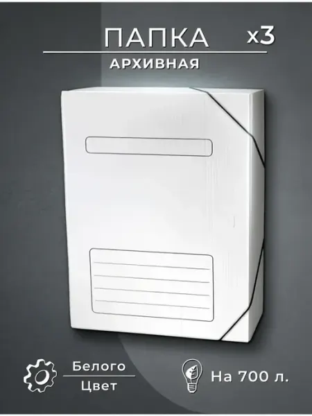 Папка для документов архивная А4 на резинке, 3 шт