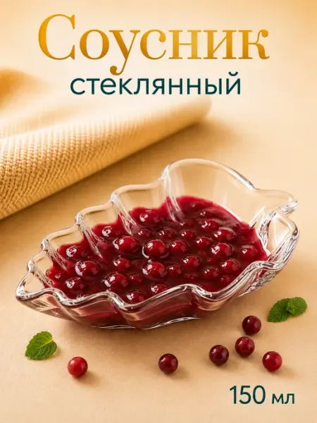 Соусник "Лиственник" 14х10х3 STEKLO