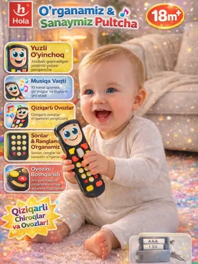 Развивающая музыкальная игрушка Hola — обучающий пульт с подсветкой, звуками и цифрами
