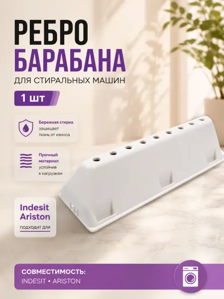 HOLDGRADE Ребро барабана для стиральной машины Indesit, лопасть бойник