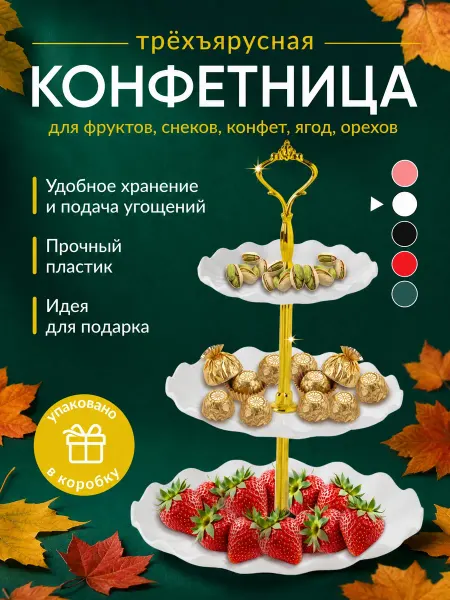 HOLIDAY WEEKEND Блюдо белое этажерка трёхъярусная ваза для фруктов