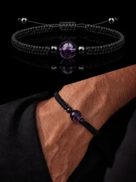 Браслет оберег натуральный камень Аметист Bracelet Amulet