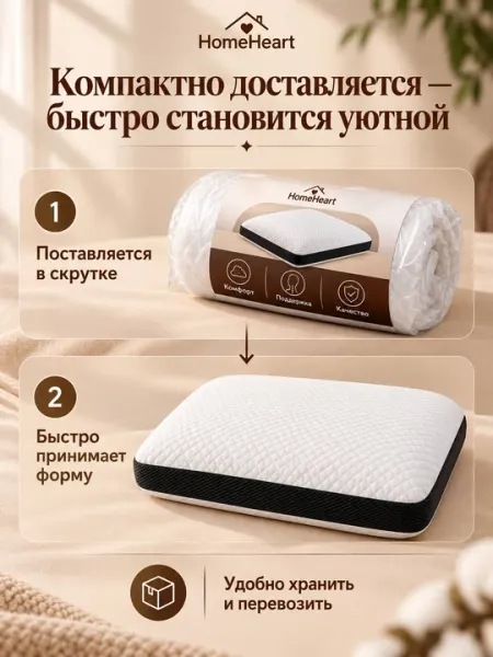 Ортопедическая подушка 1 или комплект 2 штуки, Memory Foam 65x40 см анатомическая для сна - Подушки