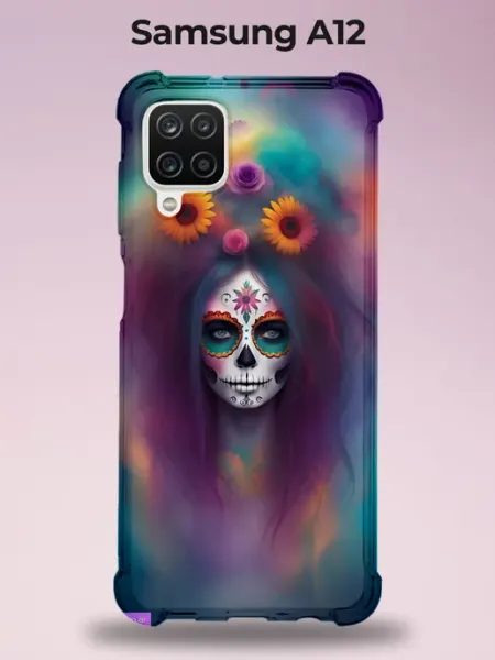 Чехол Samsung A12 сахарный череп яркий PRINTberries