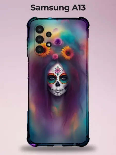 Чехол Samsung A13 сахарный череп яркий PRINTberries