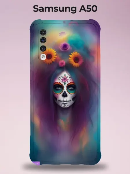Чехол Samsung A50 сахарный череп яркий PRINTberries