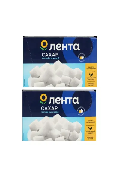 Сахар рафинад белый кусковой категория Экстра 1000 г, 2 уп лента
