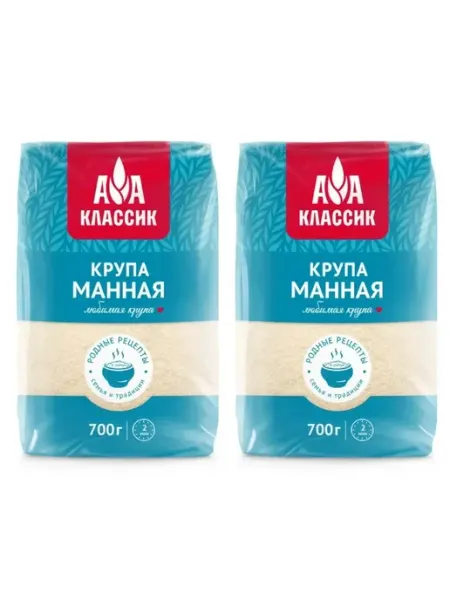 Крупа манная Классик марки М, 700 г, 2 шт Агро-Альянс