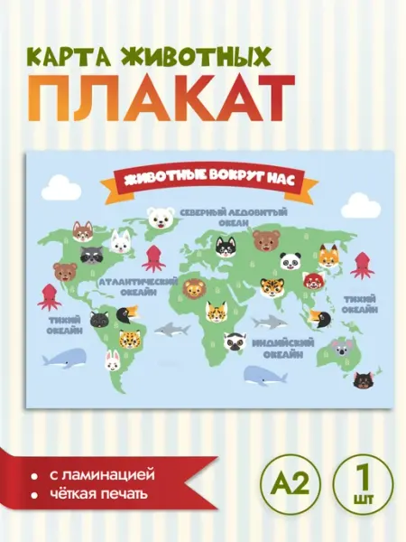 LMS Home Плакат, карта животных вокруг нас