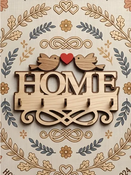 Ключница HOME, изготовлена из фанеры имеются крепления на стенку, лакированная