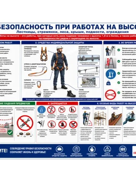 Плакат Безопасность при работах на высоте А3