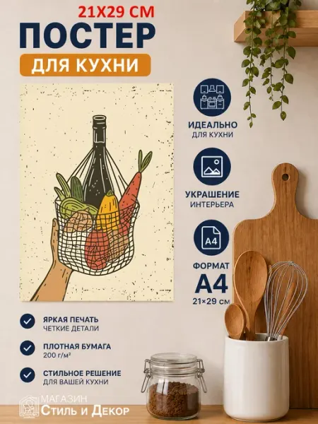 Постер для кухни Бананы А4 (21х29) Нет бренда