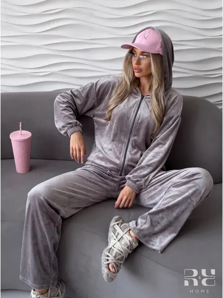 R&R HOME Костюм велюровый спортивный на молнии