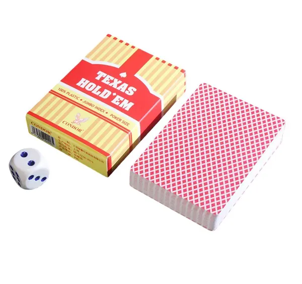 Карты игральные 100% пластиковые для "Покера" Texas Hold'em (красные) премиум CONDOR