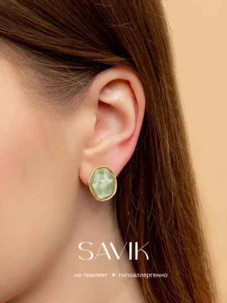 Серьги гвоздики в позолоте Savik Jewelry