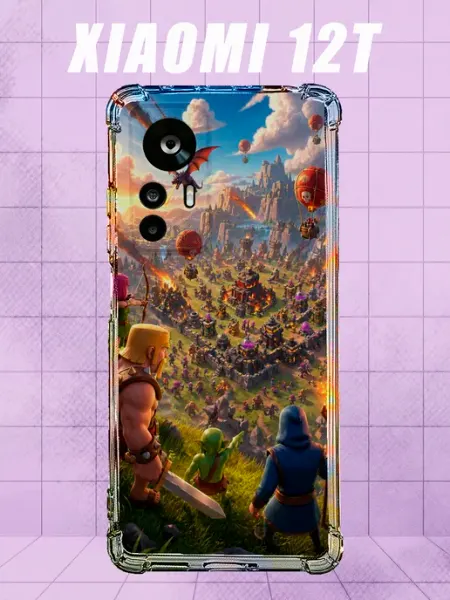 Чехол на Xiaomi 12T с принтом Клеш Рояль деревня PRINTberries