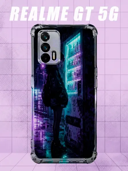 Чехол на Realme Gt 5G с принтом киберпанк девушка PRINTberries