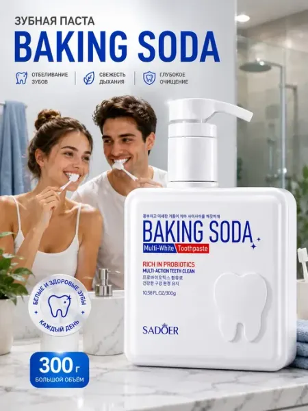 Зубная паста Baking Soda отбеливающая содой 300 г