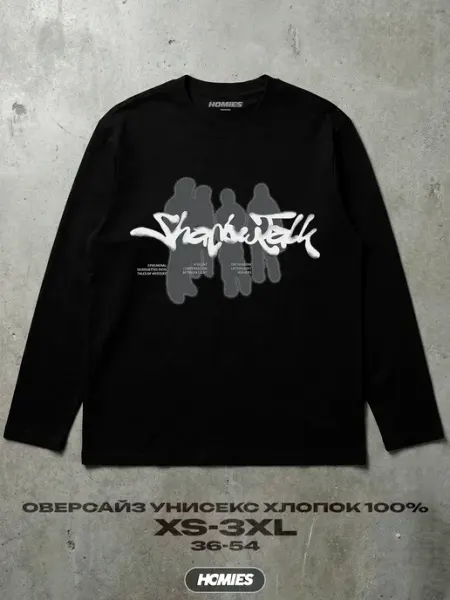 Homies лонгслив оверсайз с принтом y2k zxc черный