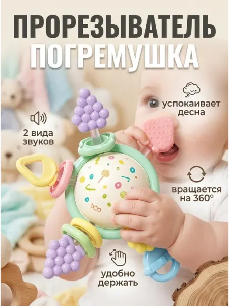 Погремушка прорезыватель шар Манхэттен 3в1 Vivid Fella