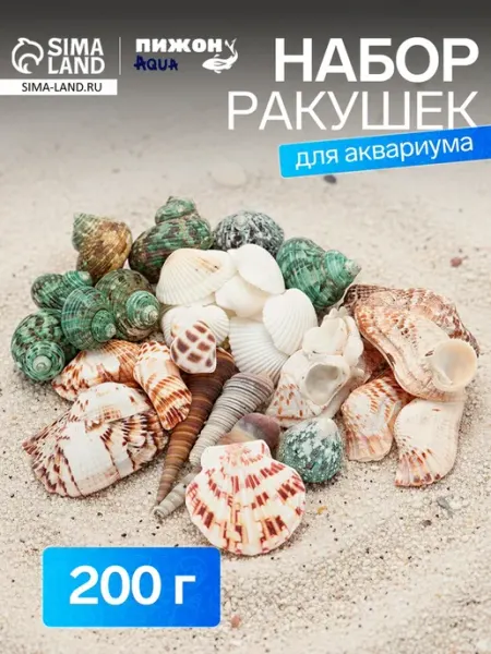 Ракушки аквариумные натуральные микс 200 г Пижон Аква