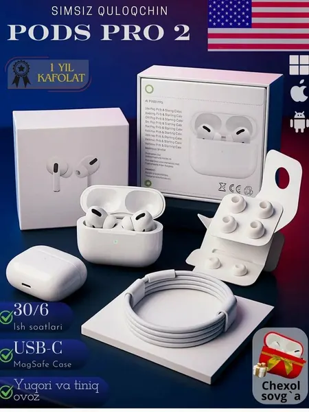 Apple AirPods-2 Premium Беспроводные наушники (Американское качество, проверенное временем)