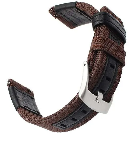 Cменный тканевый ремешок для умных смарт-часов Garmin Fenix Chronos titanium / leather/ metal коричневый