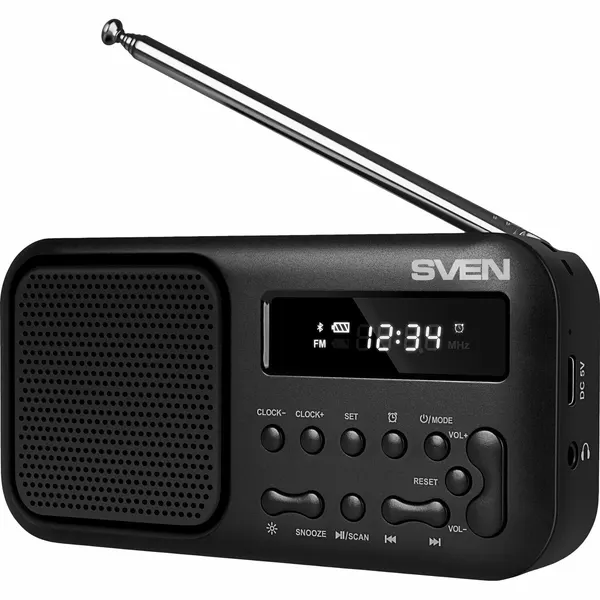 Радиоприемник Sven SRP-50, 3 Вт, BT, FM, USB-C, будильник, встроенный аккумулятор