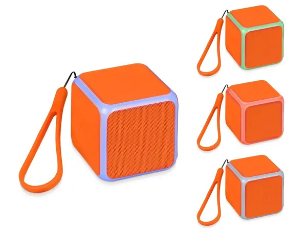 Портативная беспроводная колонка Cube с подсветкой и Bluetooth (блютус) (5910808, Оранжевый, 6,8 х 6,8 х 6,8, пластик с покрытием soft-touch/силикон/металл )