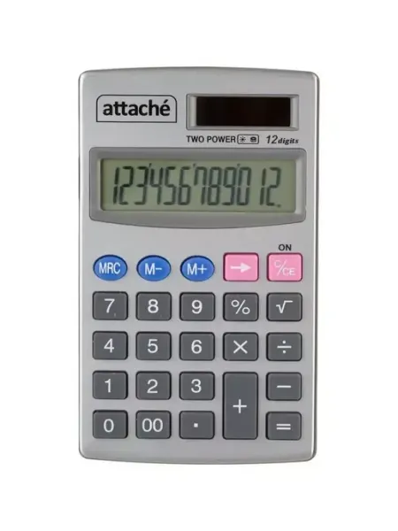 Калькулятор ATC-333-12P 12-ти разрядный серебристый Attache