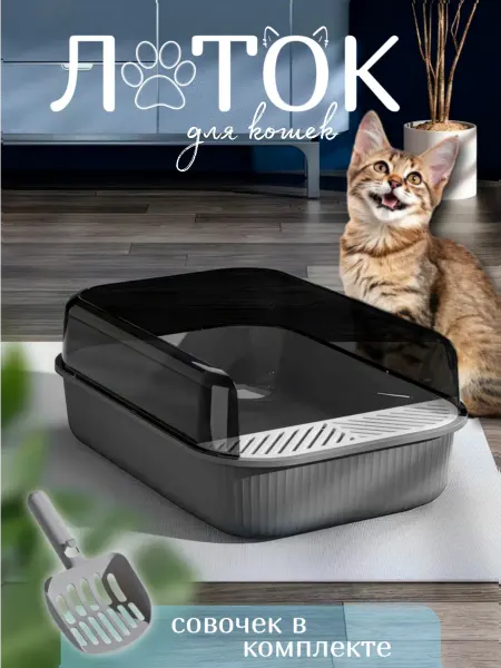 HoneyPet Большой лоток для кошек высокий борт