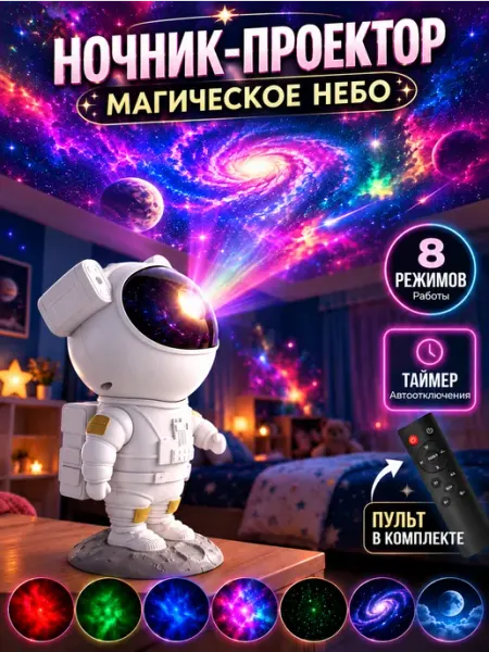 Проектор лунный ночник млечный путь космонавт робот BRENDMISS Lights