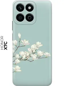 Силиконовый чехол на Honor X7C с принтом "Сакура на голубом"