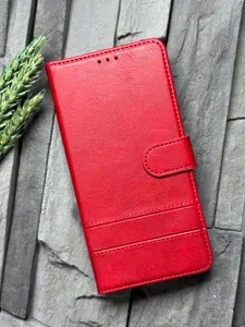 Чехол книжка для Honor X8C кожаный с магнитной застежкой / Хонор X8C с хлястиком , с функцией подставки , красный